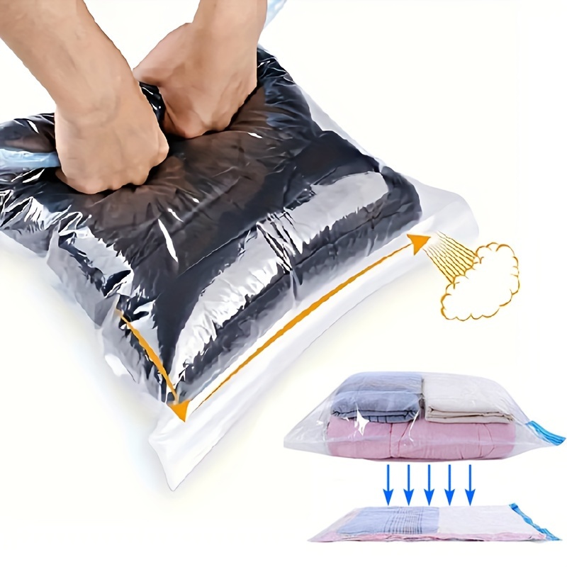 

10pcs Space-saving Bags For Travel - No Vacuum Or Pump Needed, Ideal For Luggage & Home Organization, Plastic, Blue