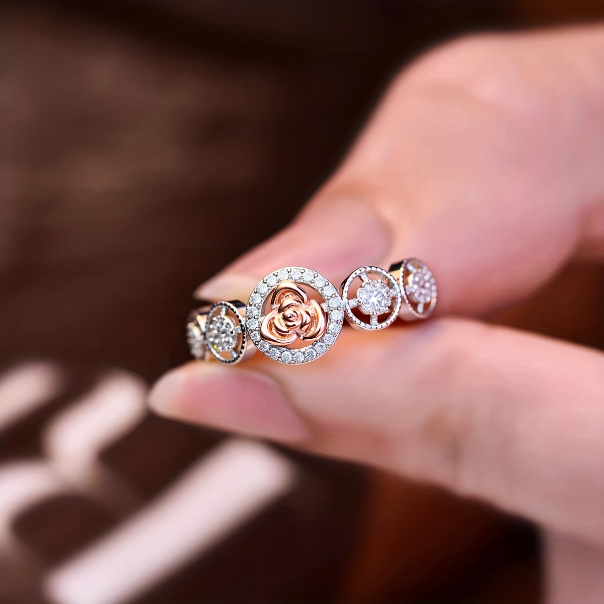 Cute Women's White Round Synthetic Zirconia Ring, Gift