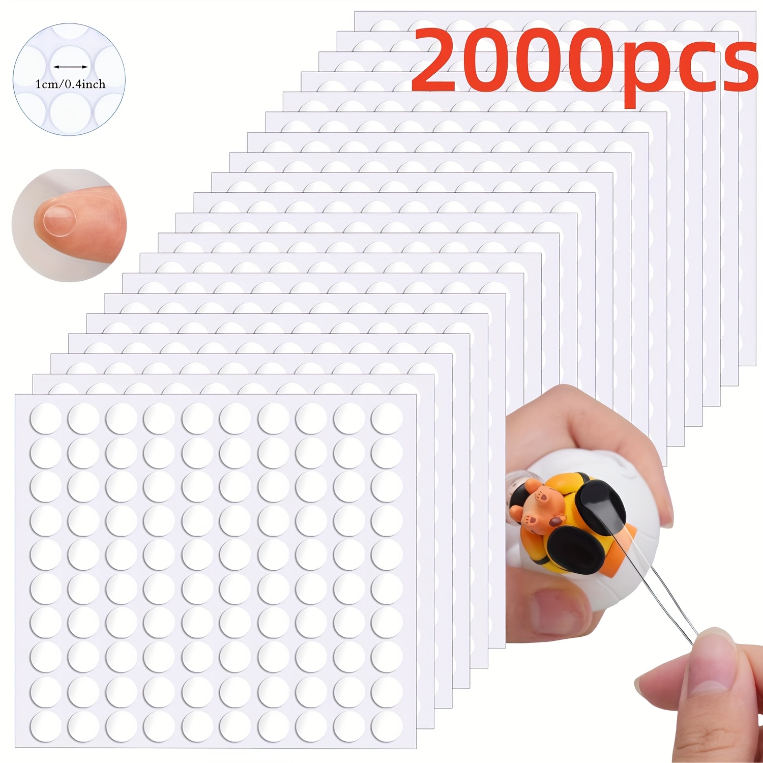 TEMU 2000pcs Double-sided Adhesive Dots, Transparent Reusable Acrylic Putty Adhesive Dots, 1cm*0.4inch Nano Double-sided Adhesive Dots, Transparent