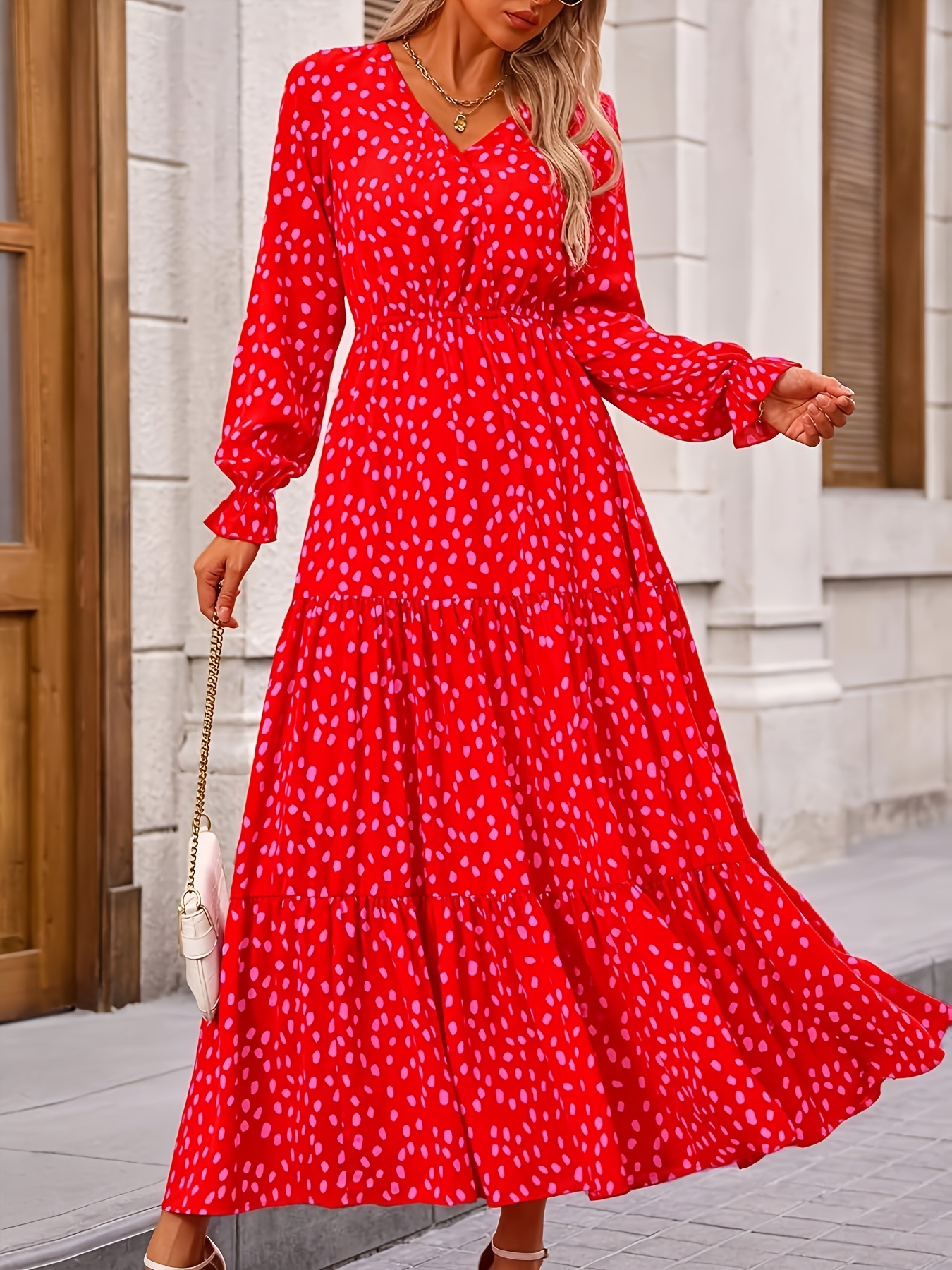 loose fitting red dress Linen Dress Loose Fitting Red Dress Long Sleeves Loose Fitting Linen Dress  4817  XiaoLizi
