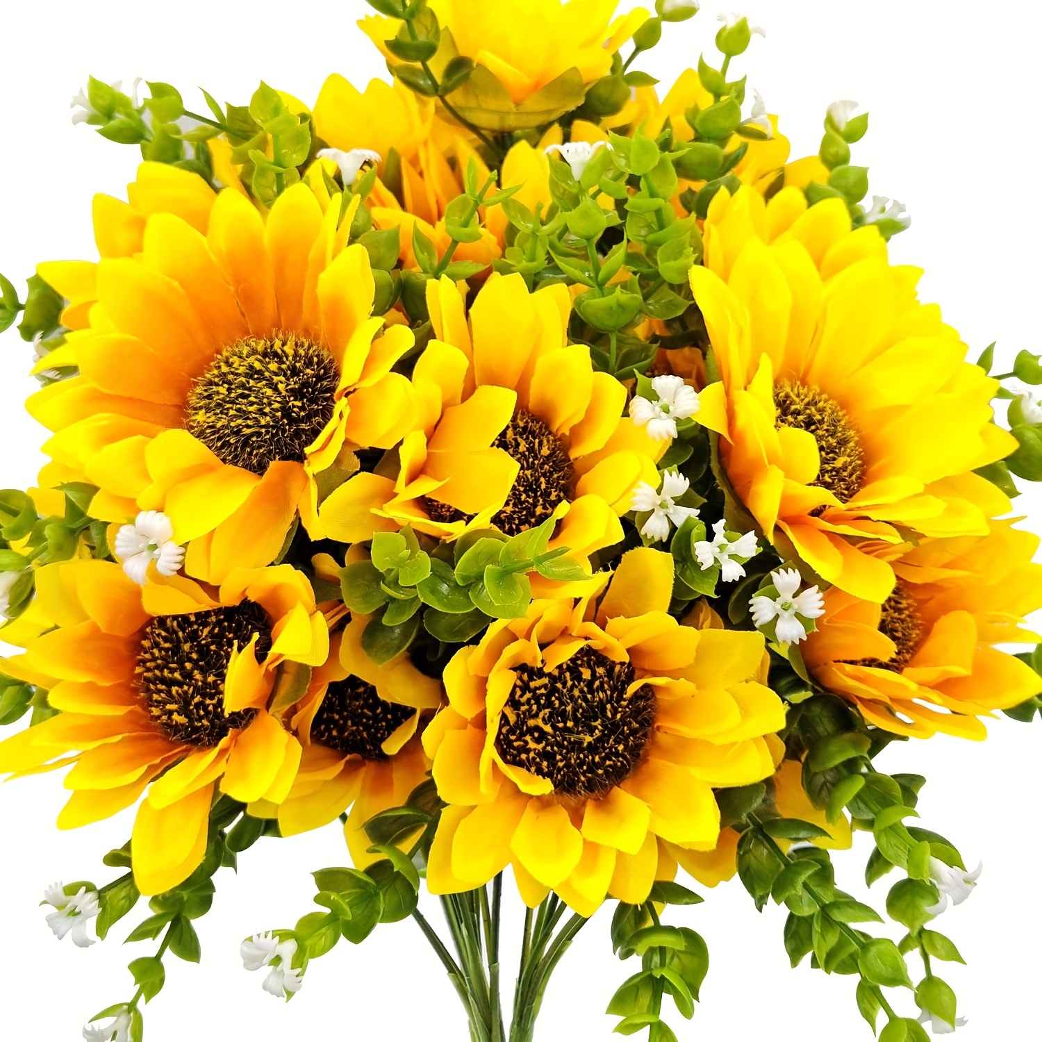 TEMU 1pc Artificial Sunflower Bouquet With Stem, For Home Outdoor, Indian Wedding, Kitchen Table Decoration, With Easter Hanukkah Thanksgiving 's Day Ramadan (eid Al-fitr) Wedding And Engagement