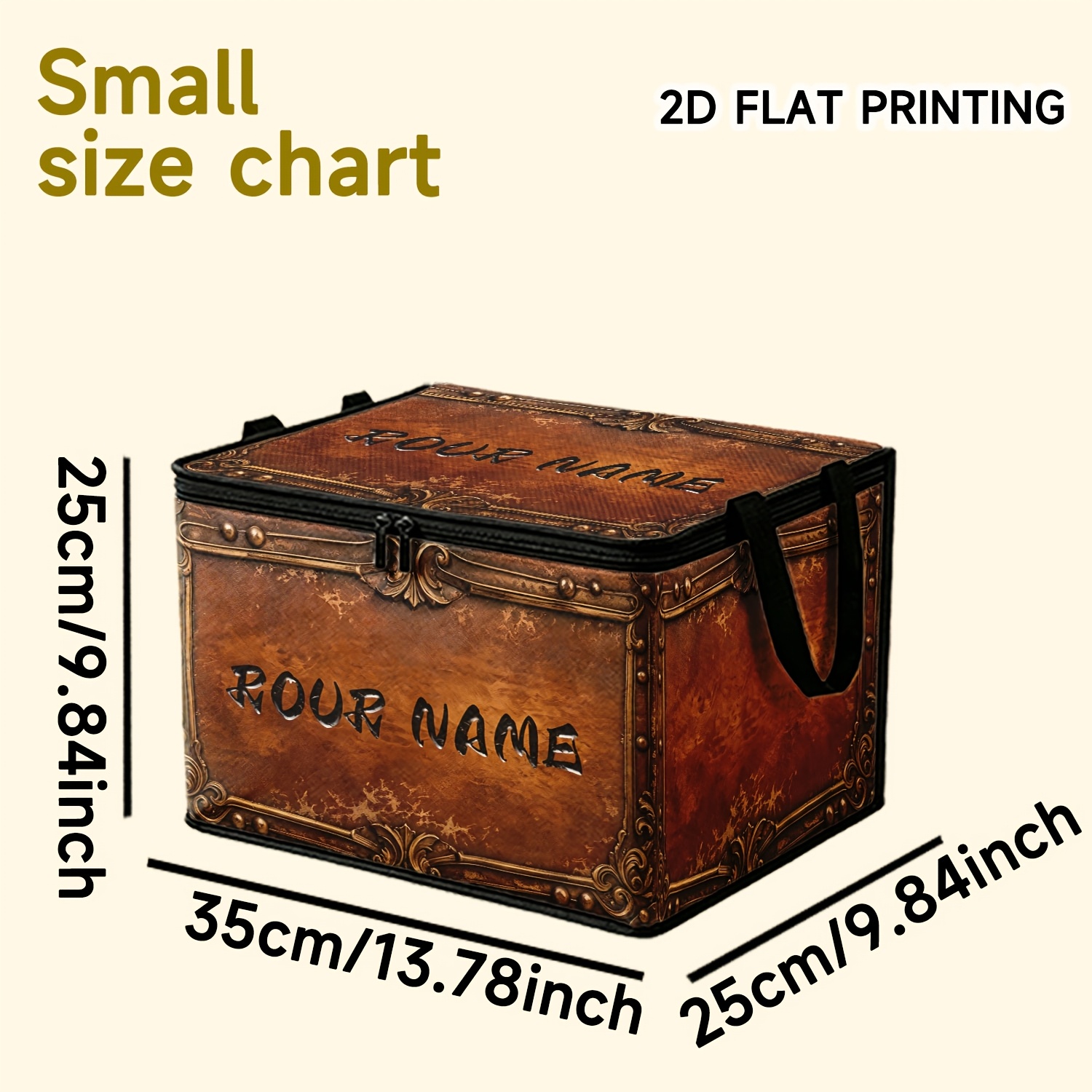 TEMU 1pc Zipper Foldable Storage Box, Name Customization , Western Pattern Print, Suitable For Bedroom, Closet, Study, Dressing Table, Organizing
