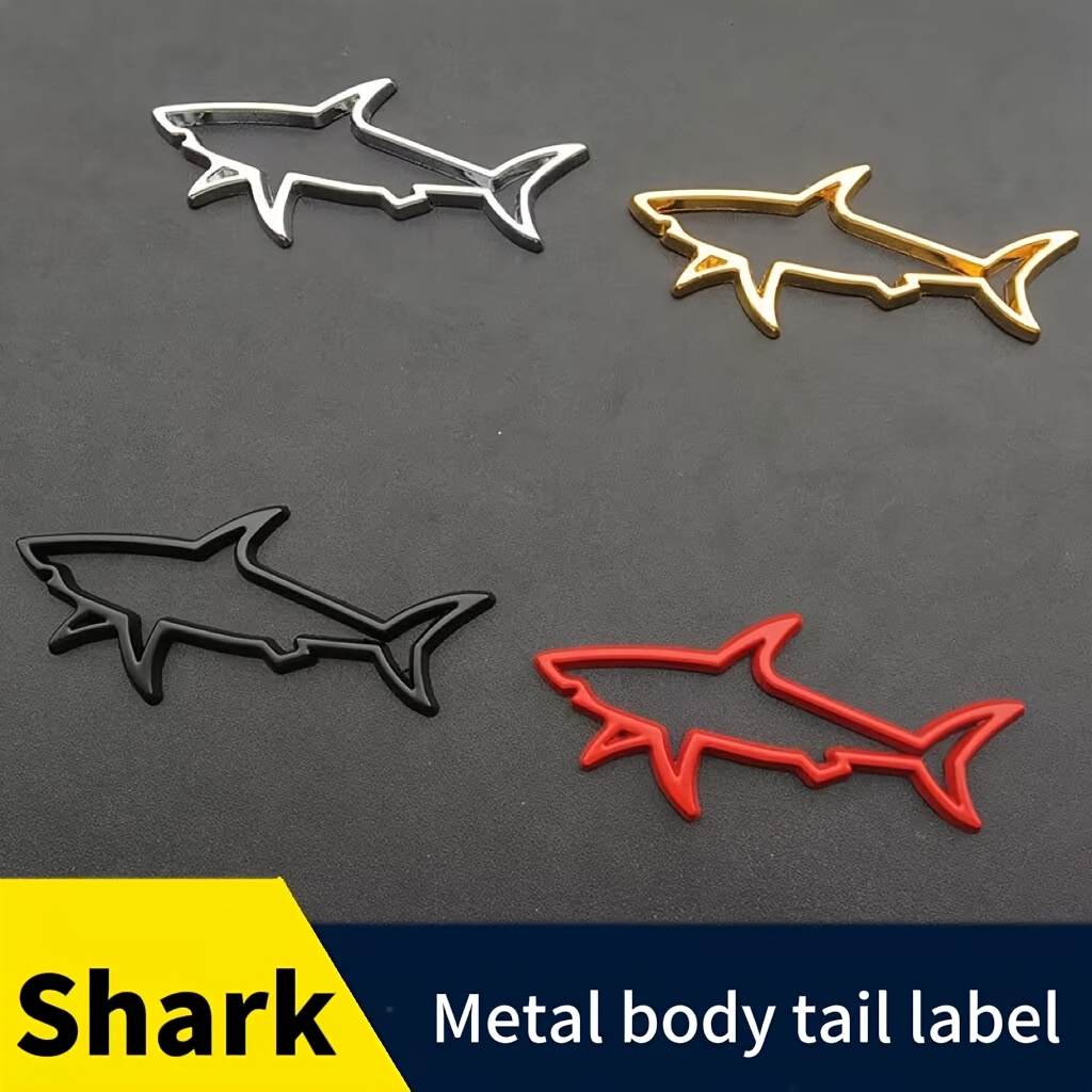 

1pc de voiture universel Shark - Autocollant en de zinc, , et à l', compatible avec et les motos, accessoire de décoration pour portières latérales et coffre