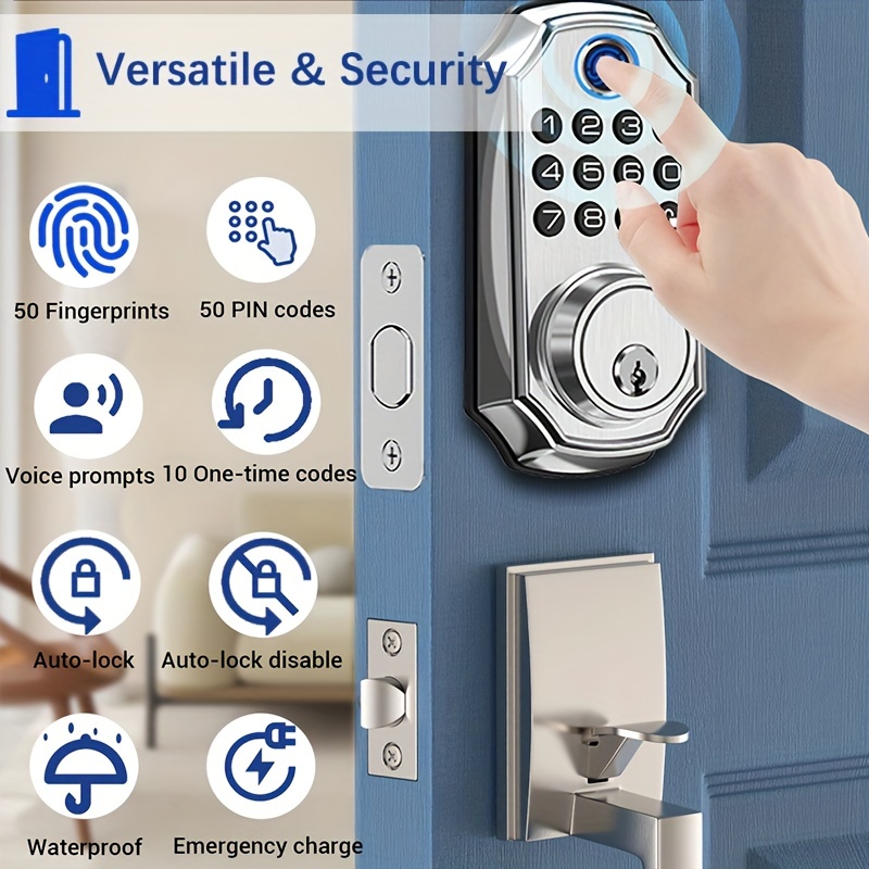 

1pcs Keypad Deadbolt Door Lock - Electronic Entry System, - - 1 - Mechanical Key, Keypad - Human Voice Guidance - - Long - And Program - Oil Rubbed Bronze