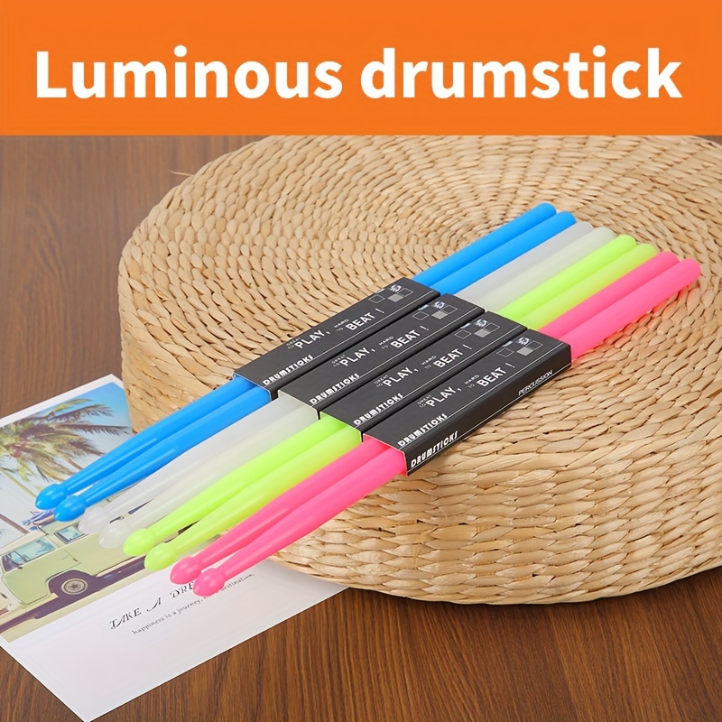 

5a Nylon Luminous Drumsticks, Uncharged Glow-in-the- Sticks For Stage Performance, Professional & Beginner Drummers - 1 Pair