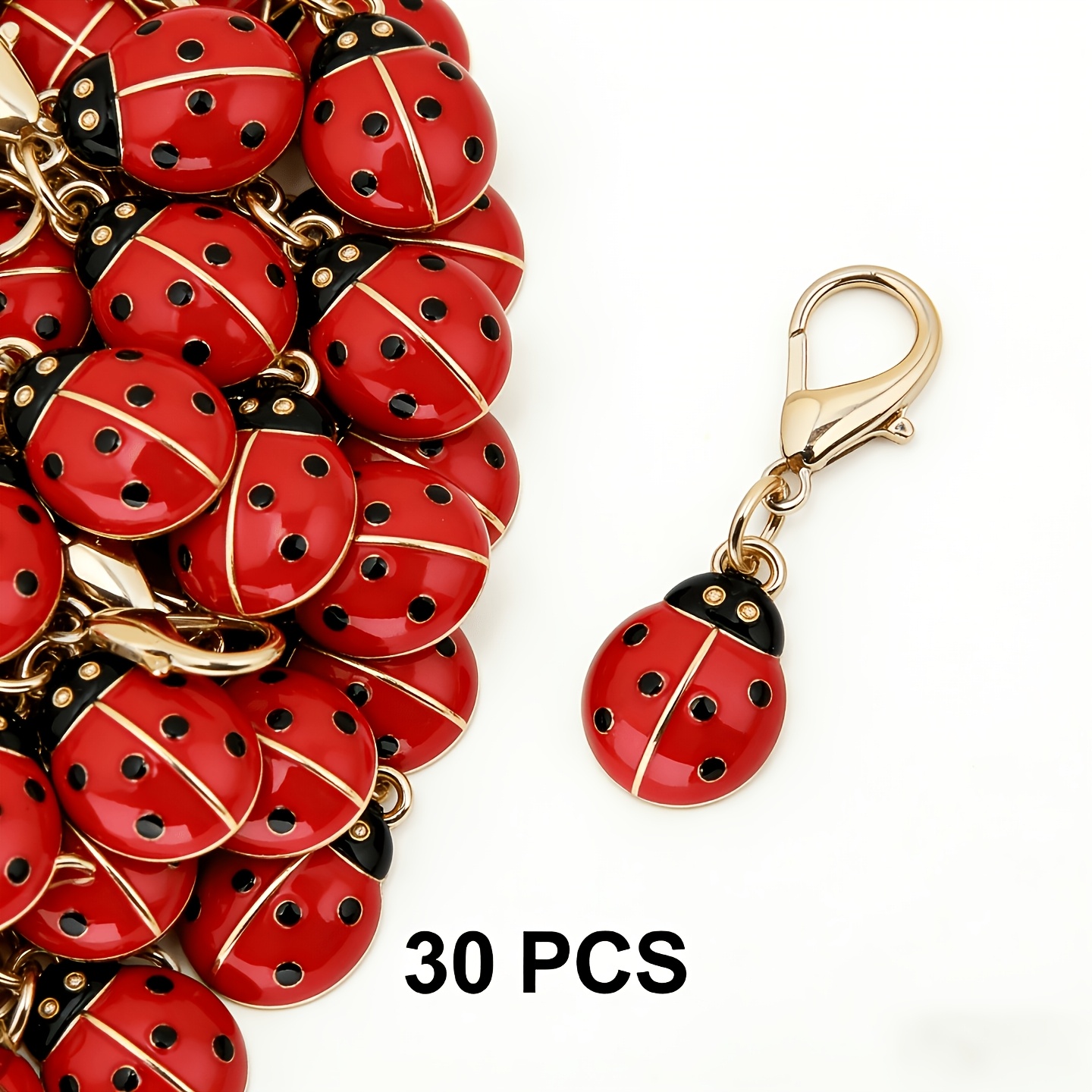TEMU Set di 30 ciondoli a forma di smaltata, design cartone animato con sfondo e macchie nere. simboleggiano e la , ideali per compleanni a tema