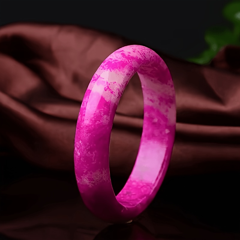 Bohemian Natural Stone Cherry Blossom Pink Flat Bar Bangle Bracelet