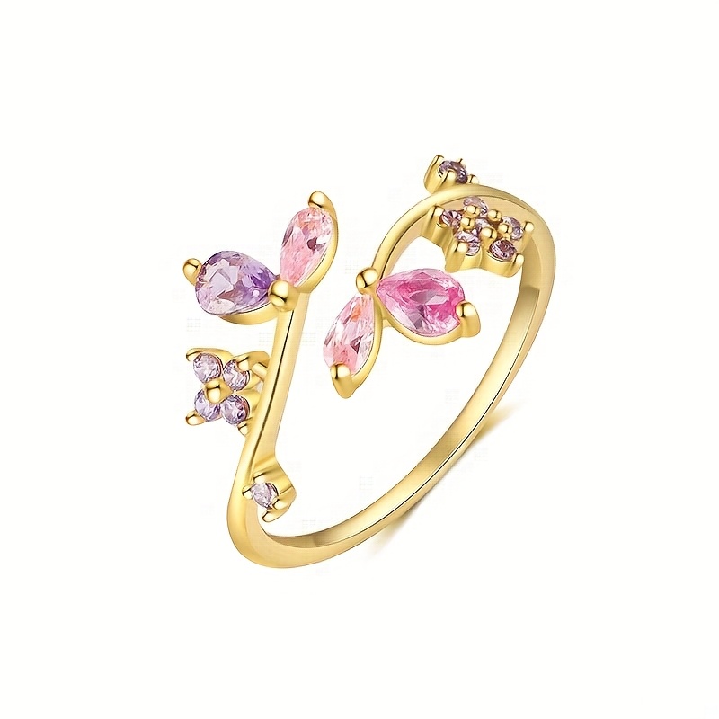TEMU 1pc Of Women's Fashion Ring, Light Luxury Easy Shape, Inlaid With Synthetic Zirconia Ring, Nickel-free Electroplating, Copper Material Exquisite