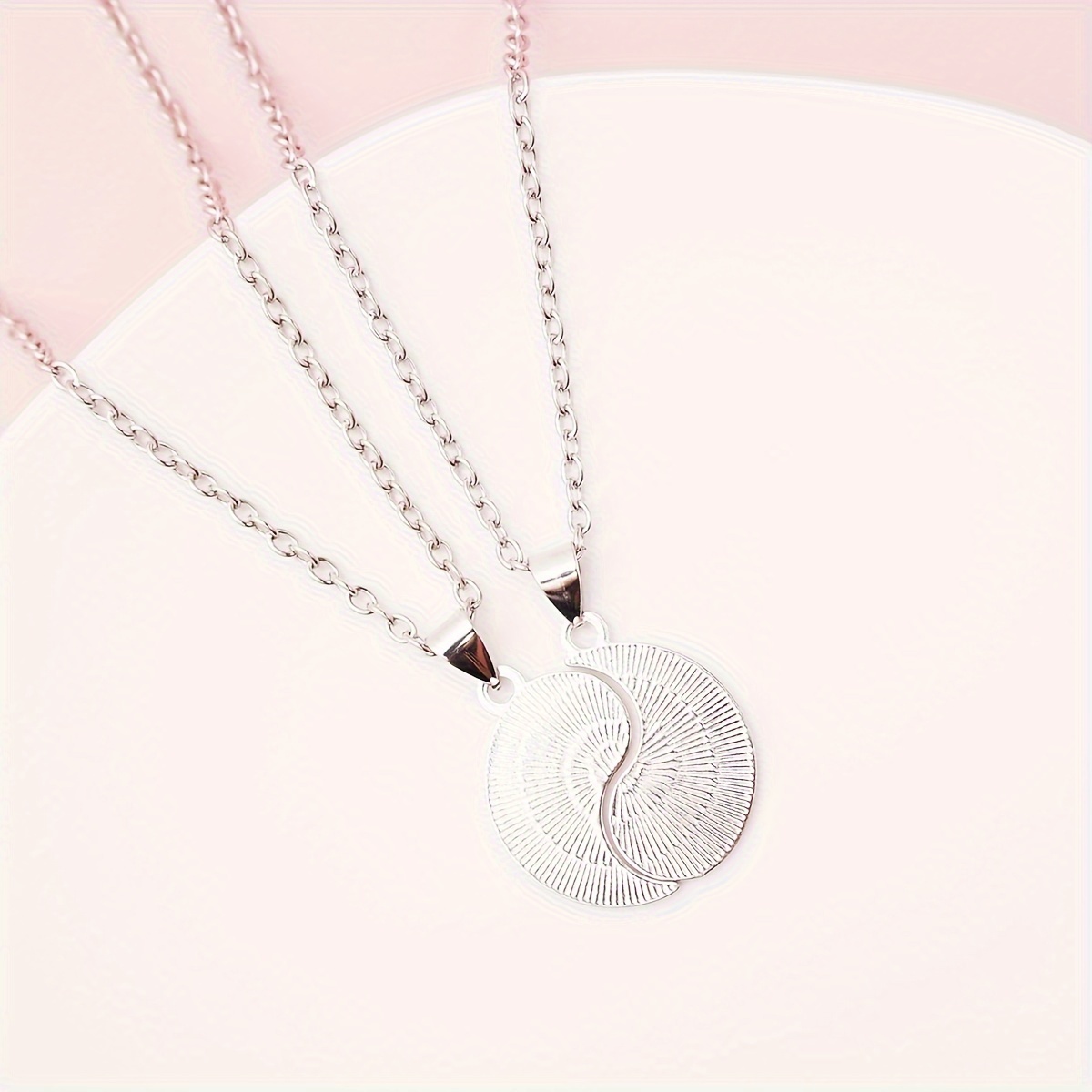 2pcs Best Friends Taichi Pendant Necklaces, Adjustable