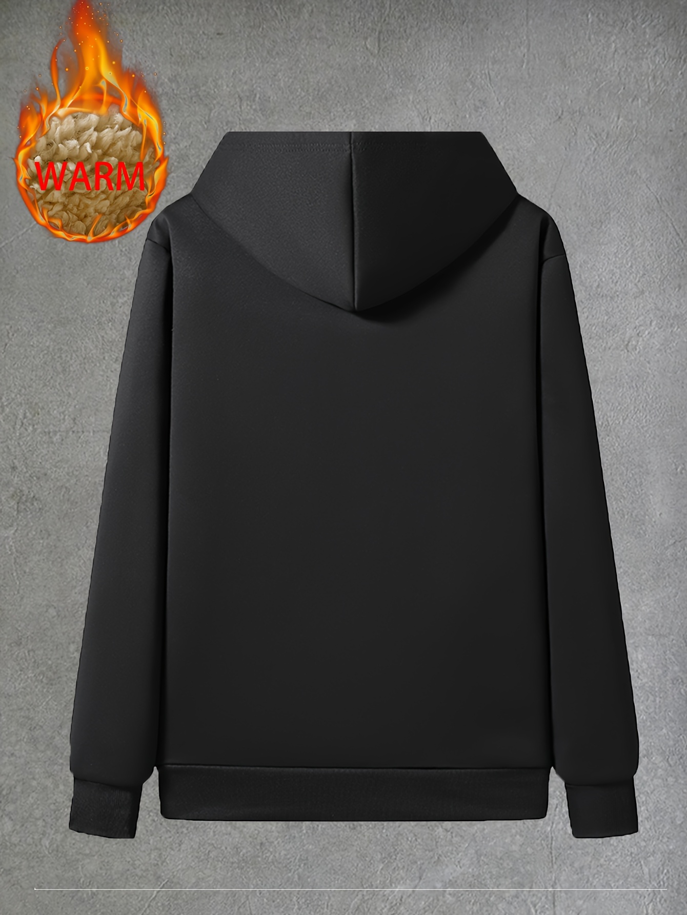 男子冬季连帽休闲夹克与字母印花，长袖拉链连帽衫与口袋，聚酯针织面料，轻微拉伸，常规适合-舒适加厚保暖外套，男子冬天里的运动拉链运动衫，徒步登山/滑雪/骑行/钓鱼/最佳选择 商品详情 3