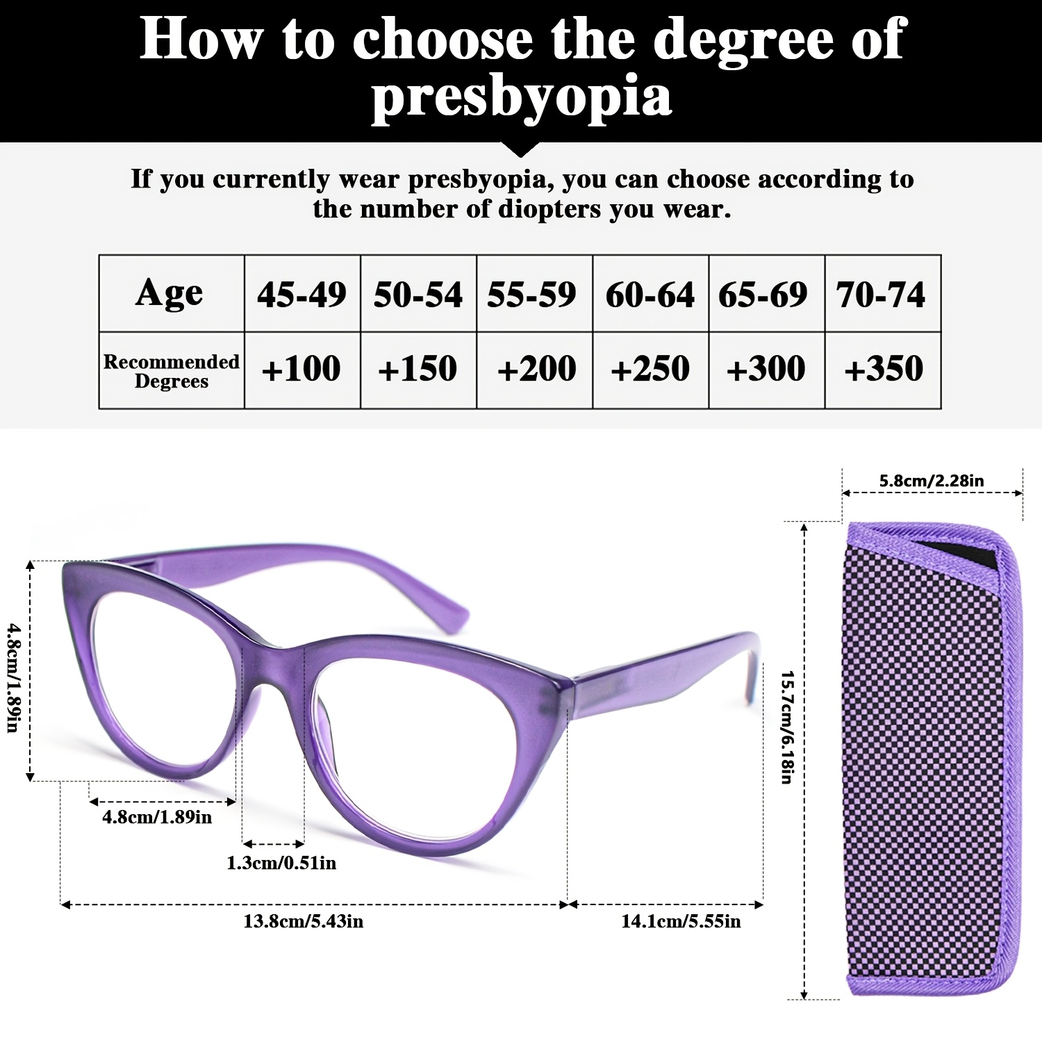 Trendy Cat-Eye Reading Glasses with Solid-Color Frame