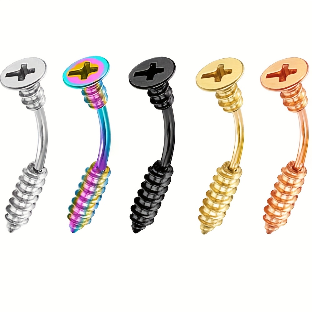 E-shop 5 Stück Edelstahl Schrauben Augenbrauen Nagel Ohrstecker Damen Herren Körper Piercing Schmuck