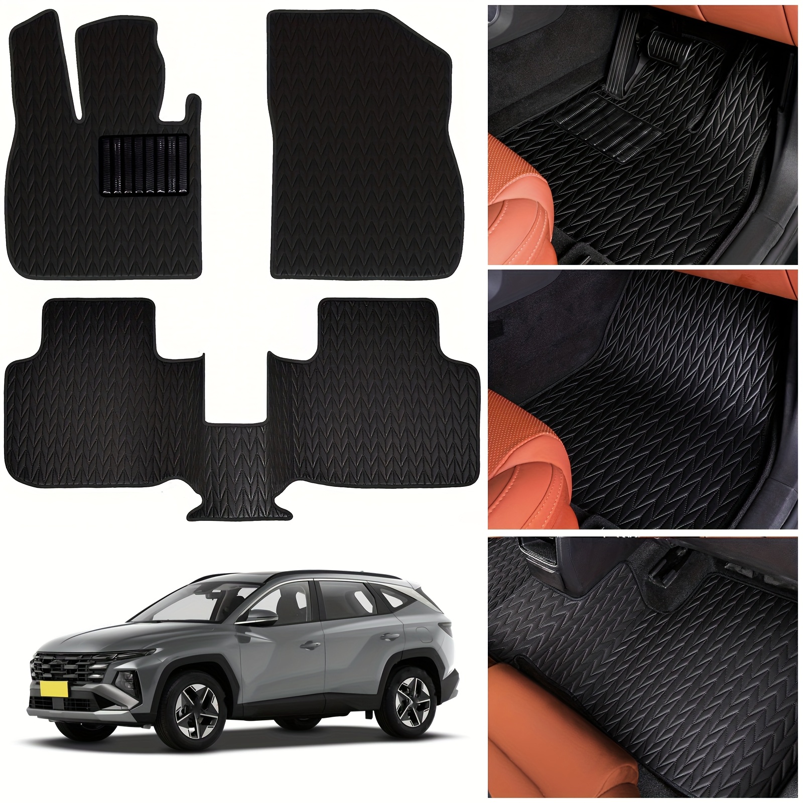 RhinosAutostyling Heavy Duty Rubber Floor Mats – 4-Piece Set For Hyundai Tucson