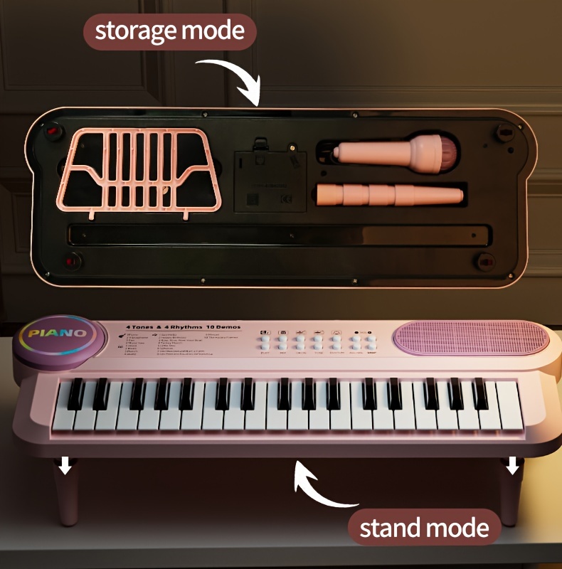  keyboard key multifunction early education musical instrument beginners piano for boys girls finger music playset ideal for christmas halloween birthday gift battery usb powered abs material rose red options details 8