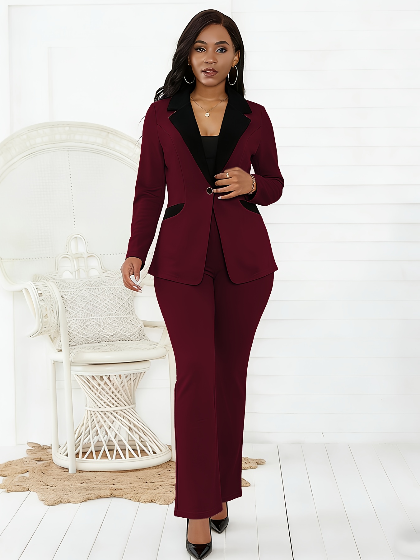 Costume Femme 3 Pièces Levine - Pantalon Et Jupe, Taille 8, Marron/bleu, Occasion