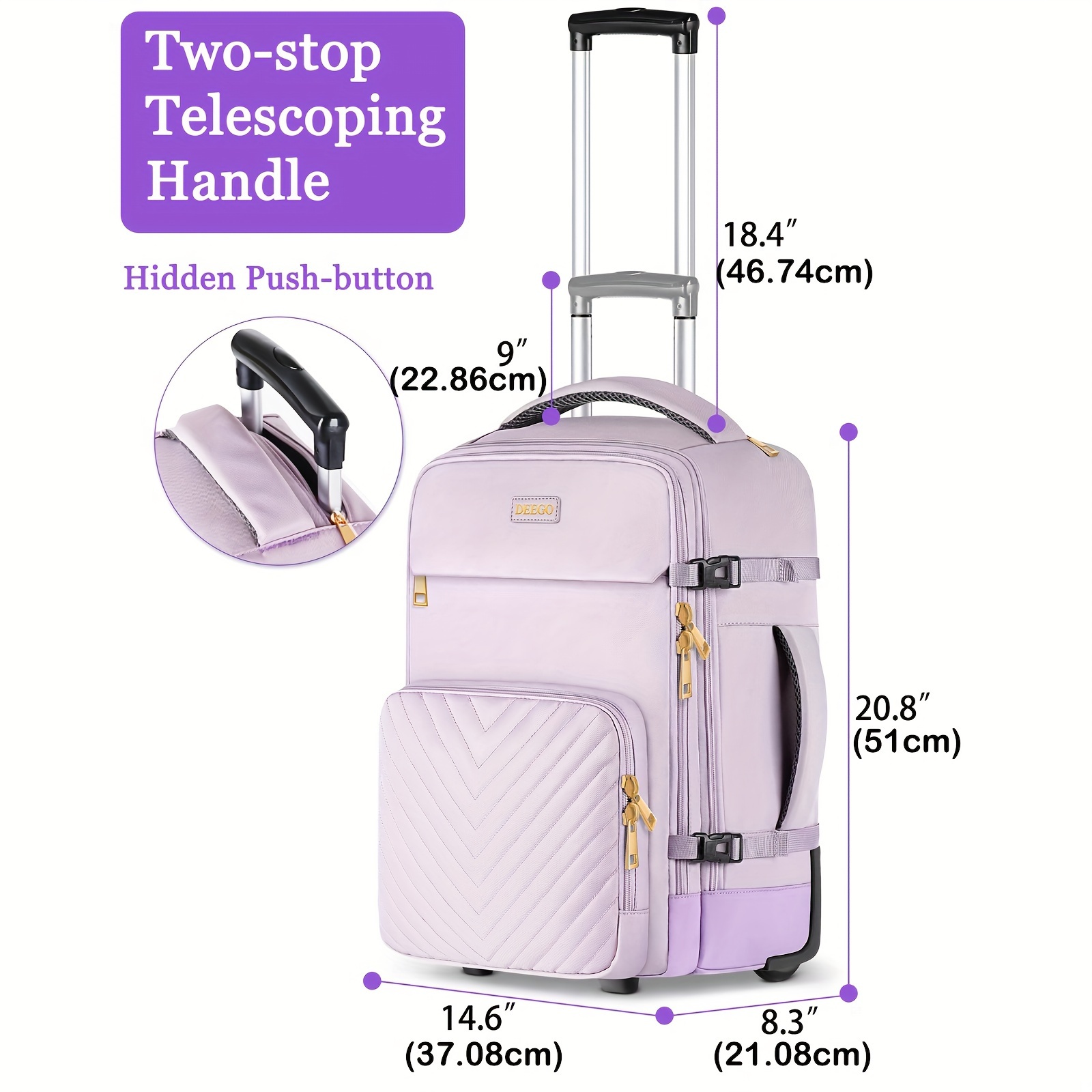 DEEGO Mochila de mano para mujer, mochila de viaje aprobada por aerolíneas,  mochila para artículos personales con bolsa de aseo personal, mochila