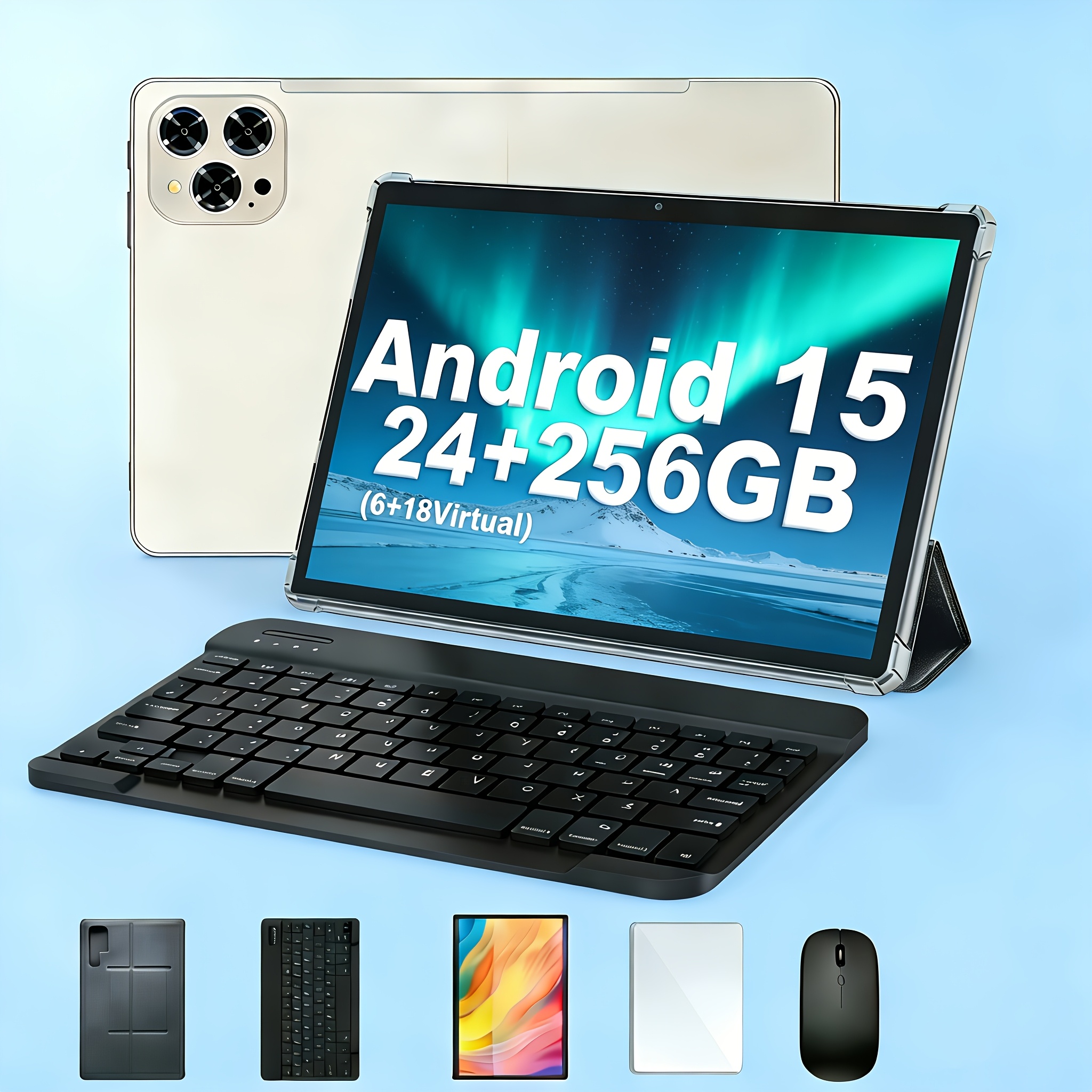 item picture 2026 10 1 inch   15 2 in 1 tablet with 24  18gb expandable   256gb storage   ai dual cam wi fi and full accessories keyboard  