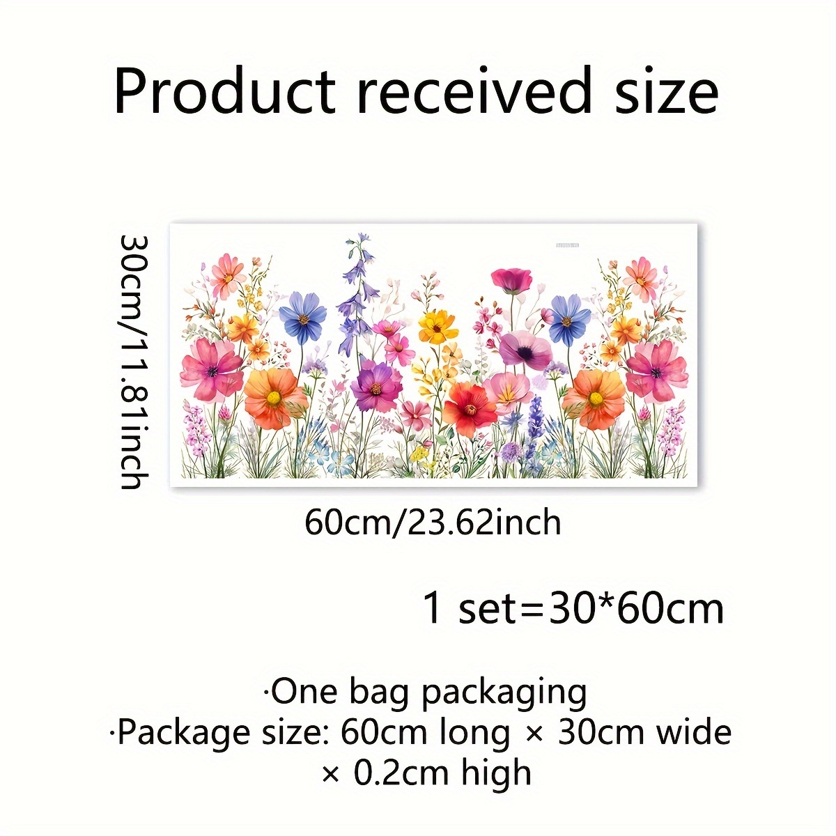 E-shop Doppelseitige, bunte Blumen-Glasfolie zur statischen Anbringung | PVC-Material, 5 mil Dicke, Einwegartikel, moderner Stil, für Schlafzimmer- und