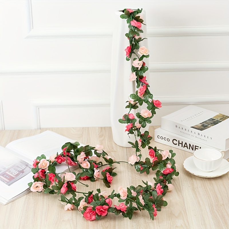 

1pc 250cm Rose Artificial Flower, Artificial Flower Christmas Wreath, Fake Rose Vine For Wedding Home Room Decoration Spring Autumn Garden Arch Diy Fake Plant Vine, For Mother's Day