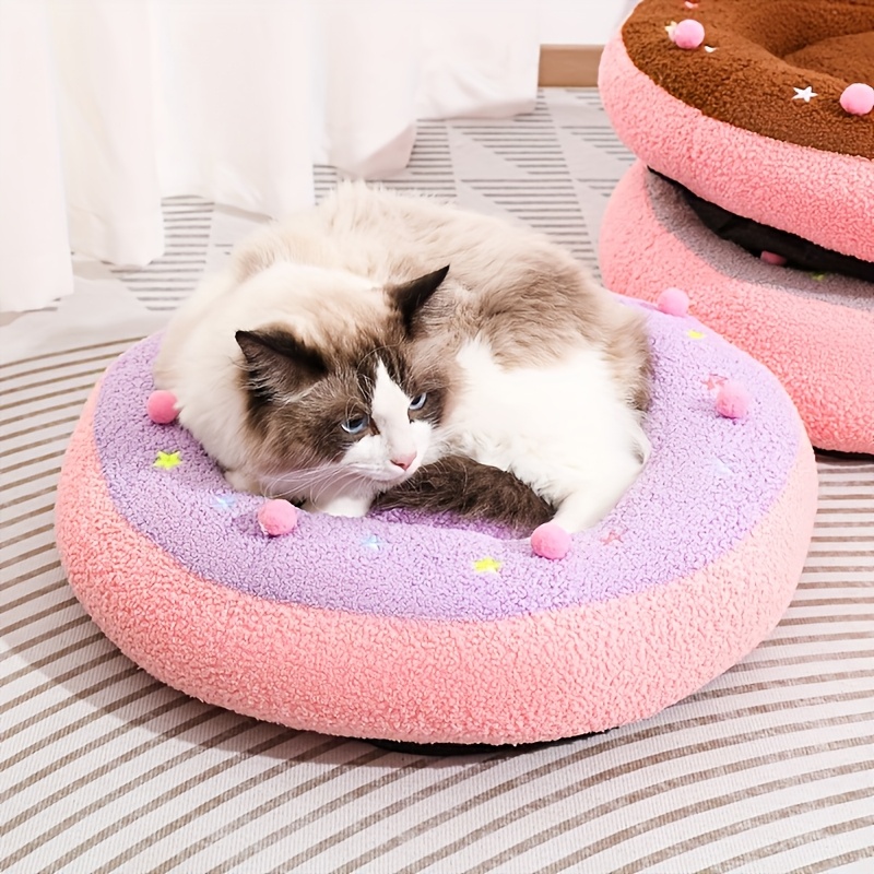 cat bed sleeping bag semi enclosed creative shaped sleeping bag pet nest for cats and dogs separable cushion and bed pet donut flannel fleece lined thickened cross border in stock autumn winter cat bed pet sle Product details 1