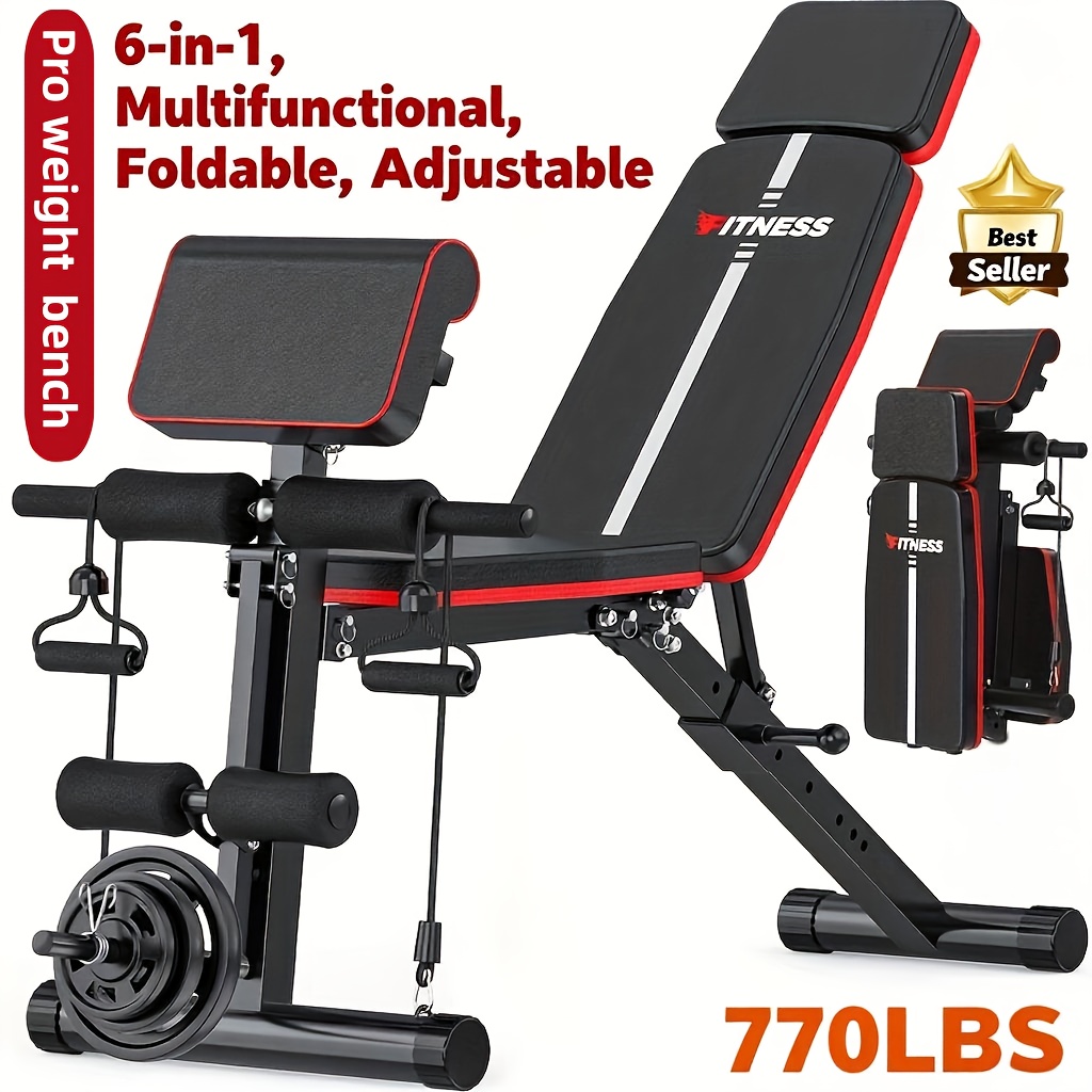 TEMU [commercial Grade]weight Bench For Home Gym, Adjustable And Foldable Weight Bench, Workout Bench For Bench Press Sit Up Incline Flat