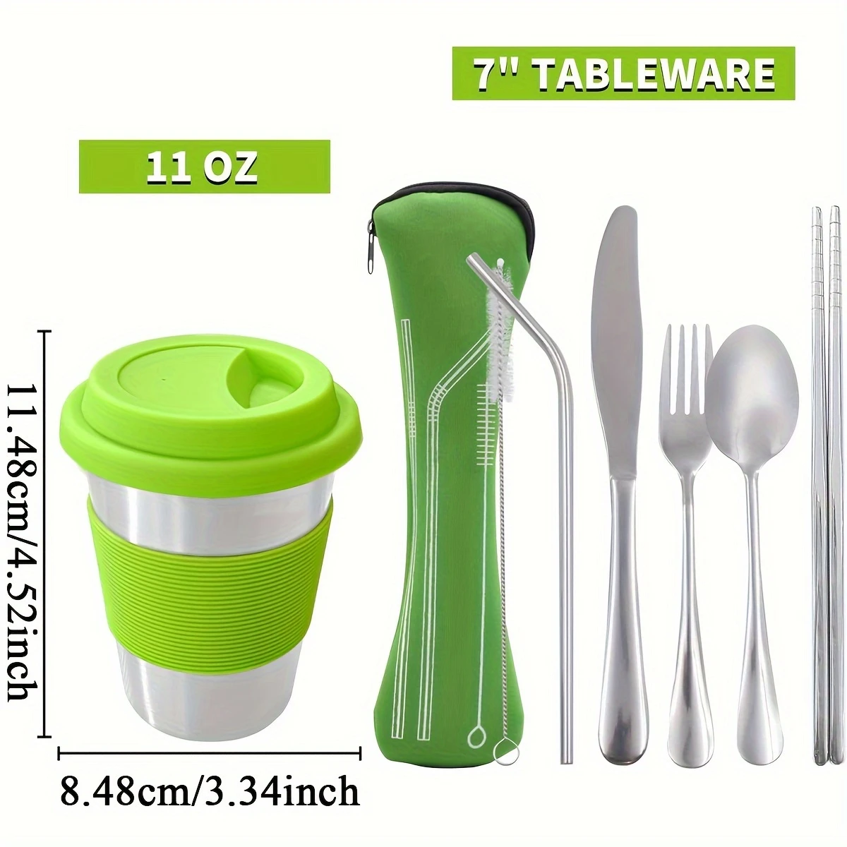 10pcs stainless steel camping cutlery set for 1 2 people cups plates bowls utensils with mesh carry bag backpacking hiking picnics rv trips details 2