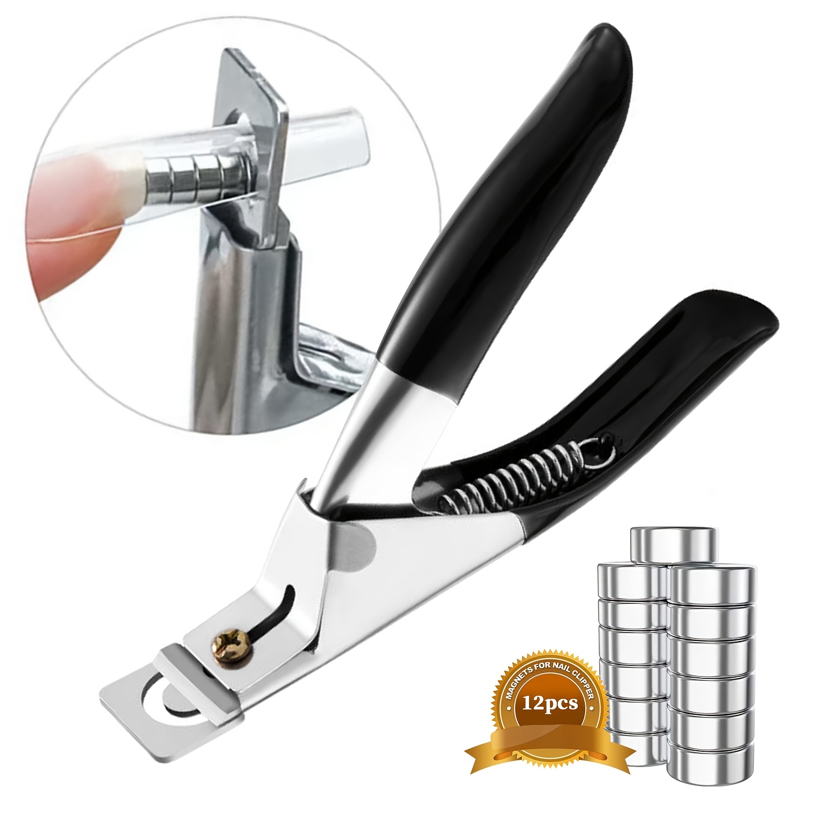 TEMU Nagel Tip Snijder Acryl Nagel Clipper met 12 stuks Vervangende Magneten, Professionele U-Vormige Nagel Trimmer voor Acryl Gel Nagels, Manicure