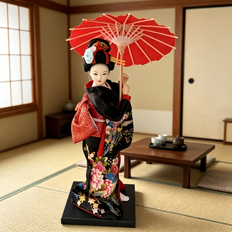 TEMU Handmade Anime Figure With Oil-paper Umbrella - 9-inch Resin Black Suitable For Home Decor Gift For Collectors, Easter, Birthday,