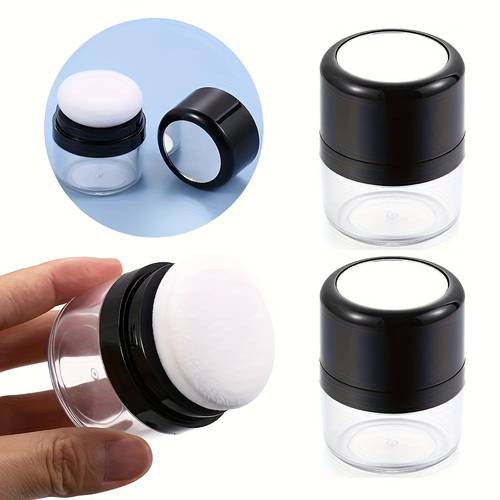 2pcs portable loose powder box with makeup and puff 5g portable empty honey powder box refillable powder container divided blush box suitable for travel container for foundation contour powder bb cream a good gift for valentines day