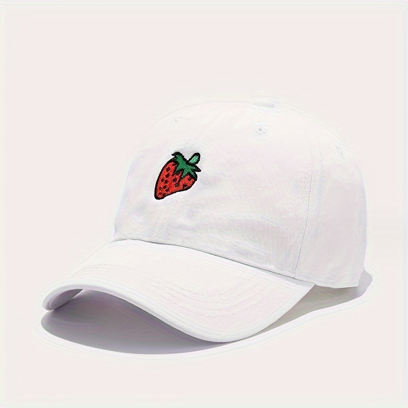 1pc Strawberry Embroidery Baseball Baseball Hat, Dad Hats Adjustable Stylish Snapback Hat Sun Protection Hats for Men and Women,Temu