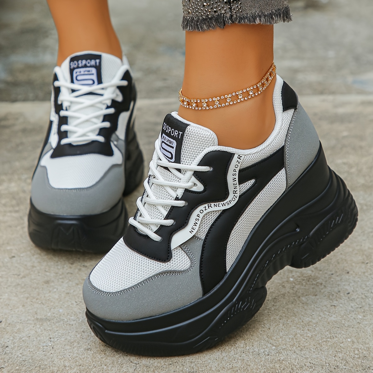 TEMU In 8 Different Sizes, Stylish Thick-soled Sneakers For Women Are Comfortable And Breathable, Featuring Trendy Colors That Are Essential For