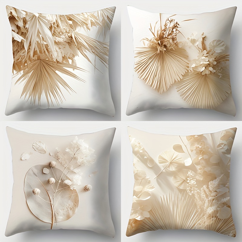 

4-pack Contemporary Throw Pillow Covers 17.72" - Woven Polyester, Zipper Closure, Printed , Hand Wash Only, Decorative Cushion Cases For Sofa And Bedroom - No Insert