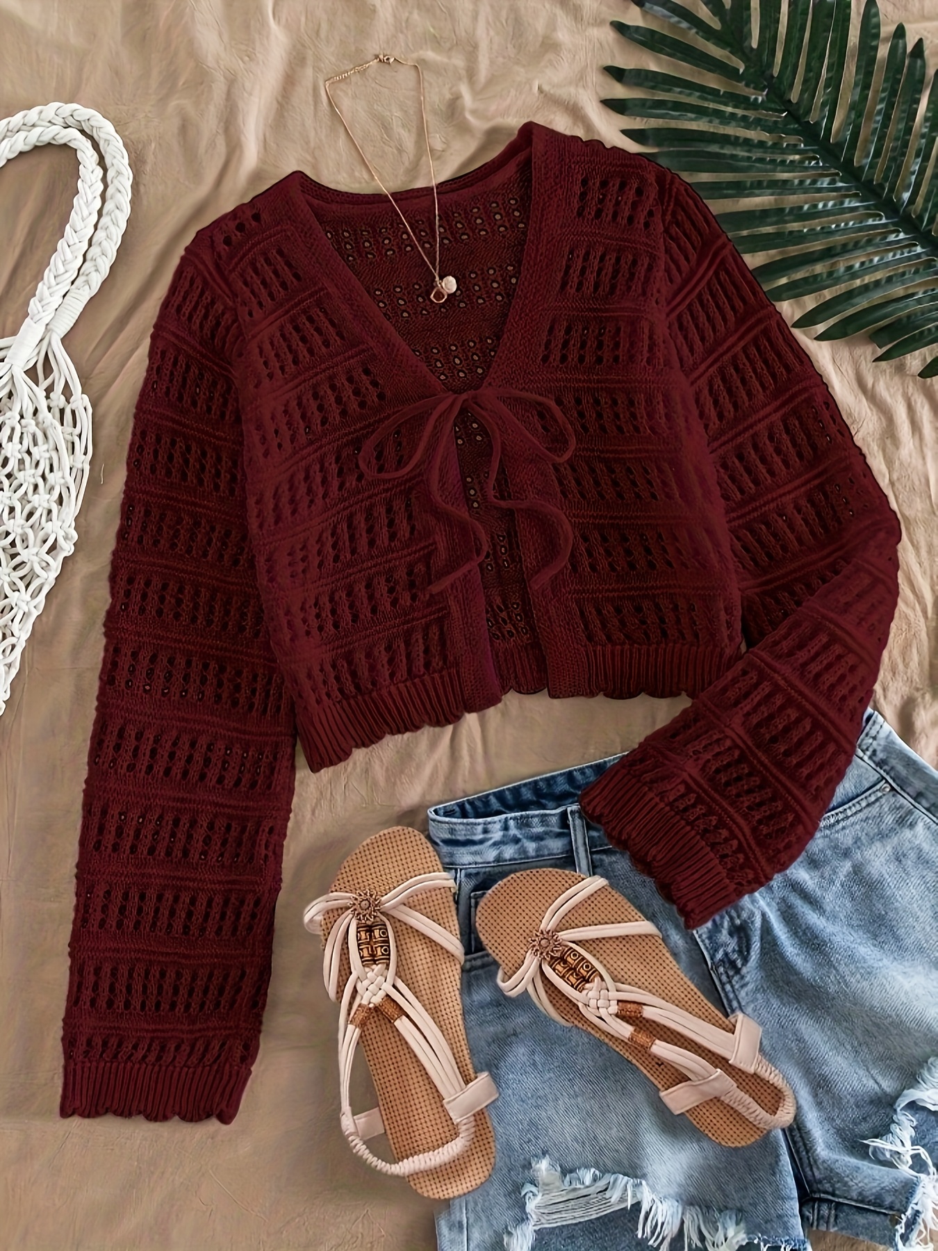 burgundy lace cardigan