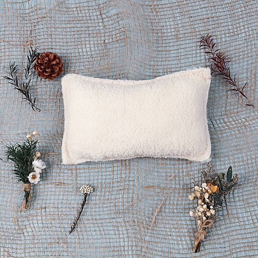 Image of Newborn Photography Props Teddy Flannel Baby Pillows Boy Girl Photo Posing Pillow Fluffy Soft Mat For Photo Basket Bed Cushion Studio Shooting Backdrop Additions Baby Shower Gift