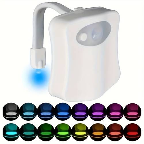 a universal smart toilet light for all featuring motion detection and 16 color options batteries with an infrared sensor it provides energy bathroom lighting and ensures safety during
