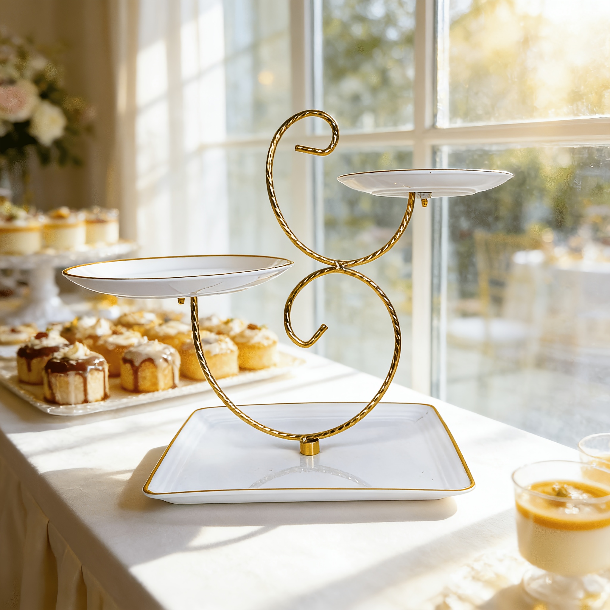 Three-tier Cupcake Stand, Bulk White Layered Dessert Tray, Thick Pp Serving Tray With , Dessert Table Display Stand, Tea Pastry & Cake Holder, Fruit, Candy And Snack Display Rack