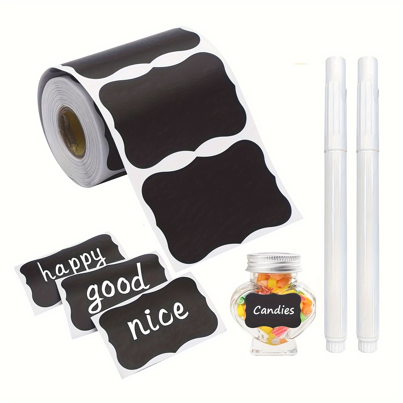 

120 Stickers - Popular Style Roll Pack Removable Writing Blackboard Stickers Labels Home Kitchen Supplies