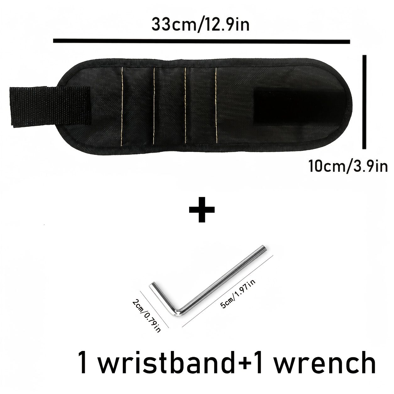 TEMU (1 Wristband And 1 Wrench Package) Strong Magnetic Magnetic Maintenance Tool Wristband, Brand -row 6-magnet Strong Magnetic Wristband, Used To