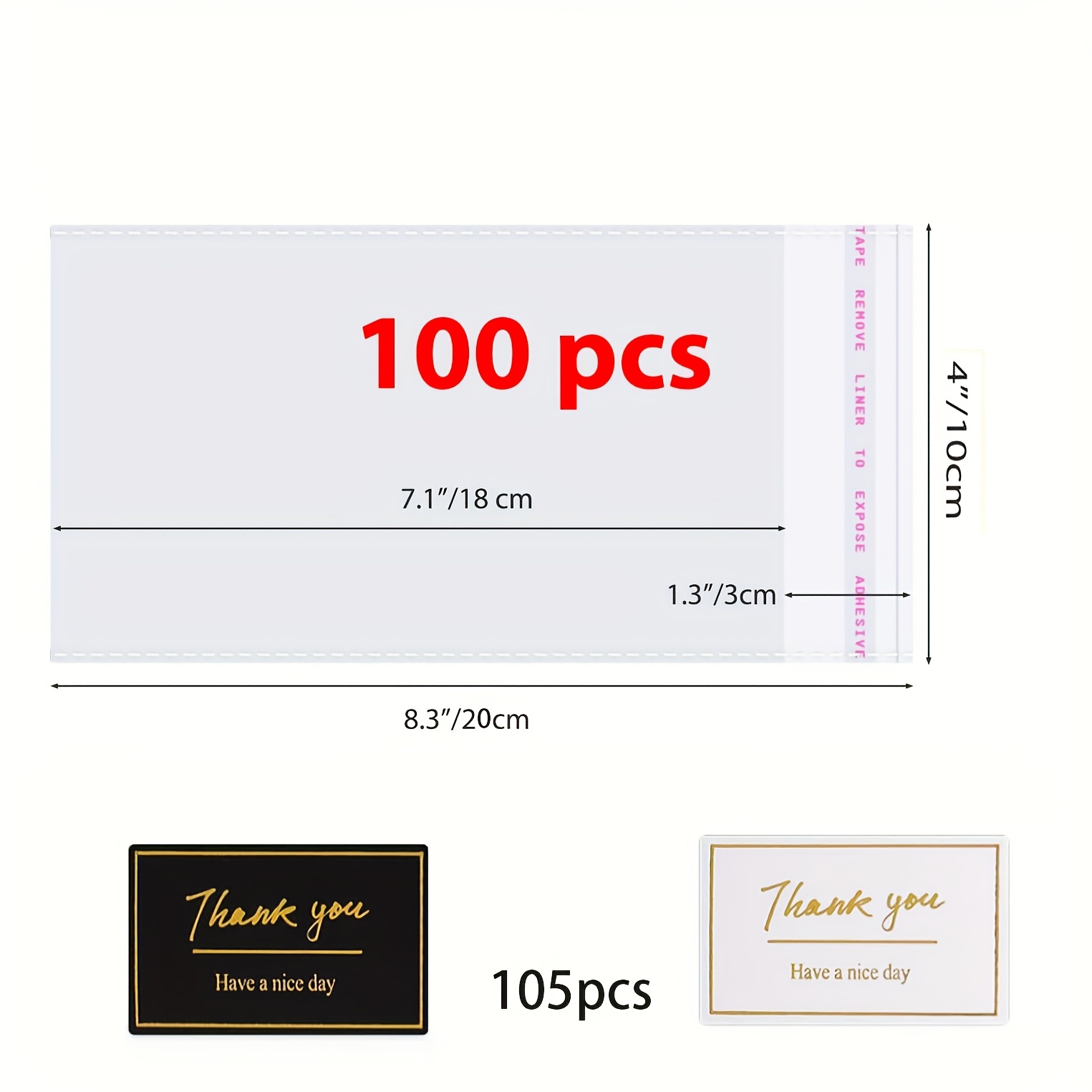 TEMU 205 Set, 100 pezzi di confezione per barrette di cioccolato Knafeh con noce, .3 pollici, autoadesive, piccole bustine di cera in plastica, 100