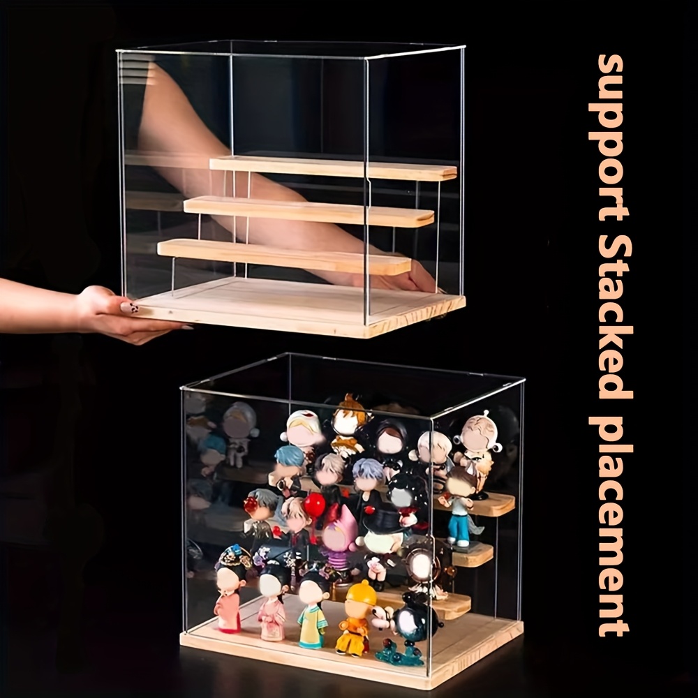 TEMU Clear Acrylic Minifigure Model Display Case Rack 4-tier Dustproof Showcase Boxes