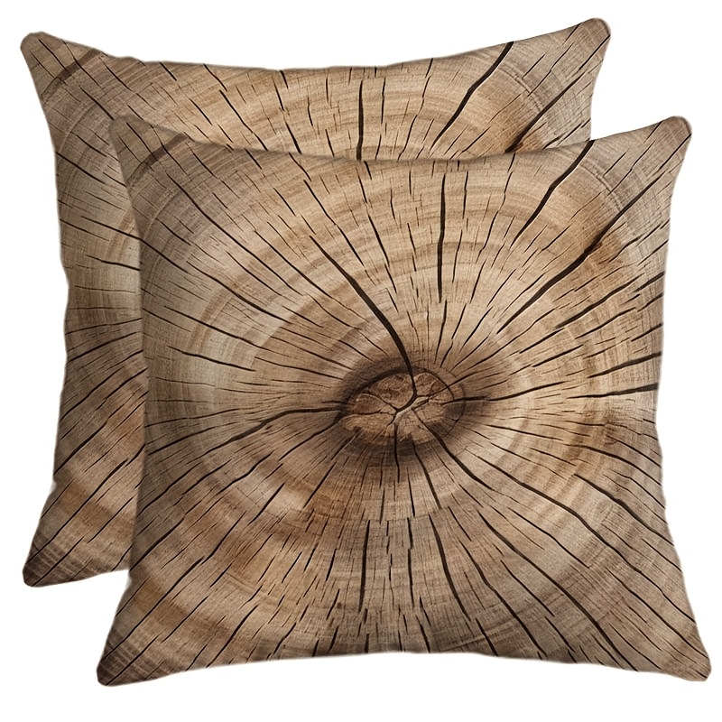 TEMU 2d Unique Tree Trunk Pattern 2pcs Pillowcase, Christmas Halloween Decoration, Hidden Zipper Opening, Suitable For Living Room, Sofa, Office,
