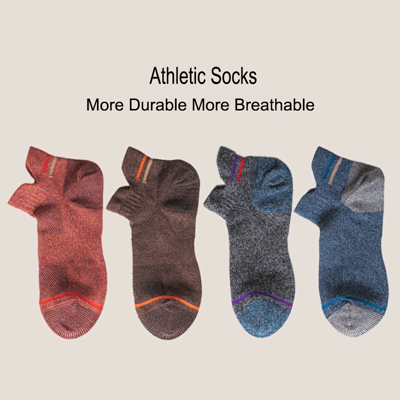 Image of 4 Pairs 95% Sports Socks, Ankle Socks, Elastic Arch Compression Support, Durable, Anti-ball, Moisture-wicking, Non-slip, Heel & Boat Socks For. Eu Size 37-43