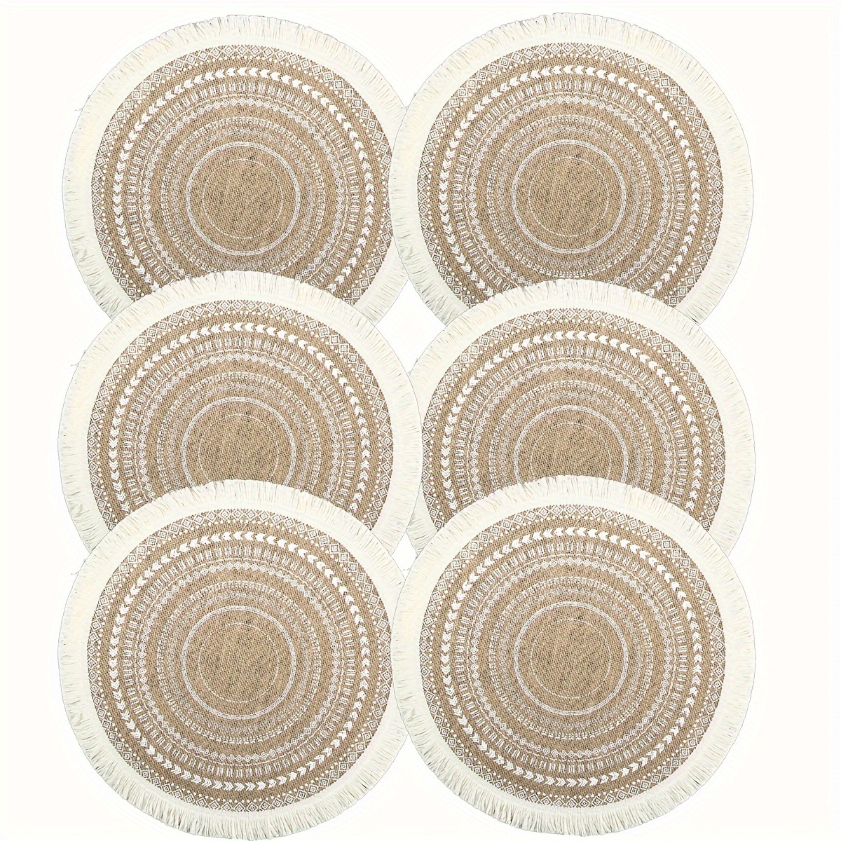 

-chic Round Woven Placemats 4/6pcs - Heat Resistant, Non-slip Jute Table Mats For Dining & Kitchen Decor - Thanksgiving & Christmas Parties