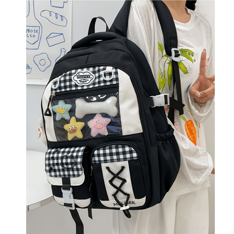 TEMU New Preppy Style Lightweight Large Capacity Backpack Back To Women's Easy All-match Outdoor Travel Bag -match Laptop Hiking Bag Women's Backpack