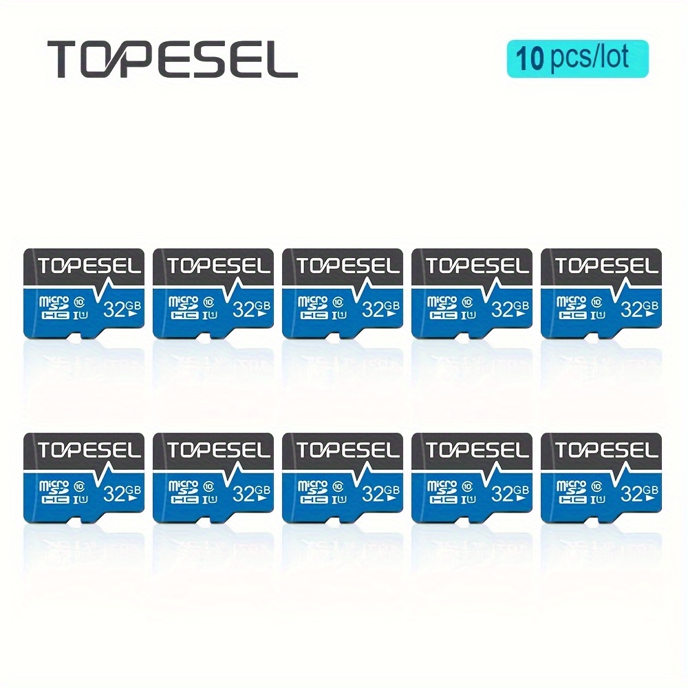 

10pcs 5pcs 2psc 32gb 64gb 128gb 32gb Card With Sd Adapter Microsdxc Sd Card Class 10 Uhs-i Memory Card U1 Tf Card, Suitable For Tablet, Smartphone, Dashcam, Camera, Display Blue