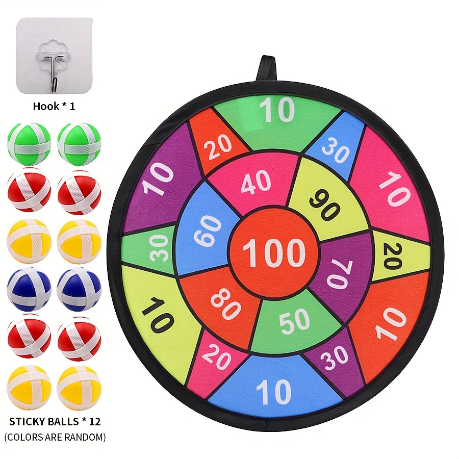 Image of 6/12pcs Sticky Ball Dartboard Set - Foldable & Portable, Perfect For Indoor/outdoor Fun Parties, Family Games, Great Gift For , Small Ball Color Random