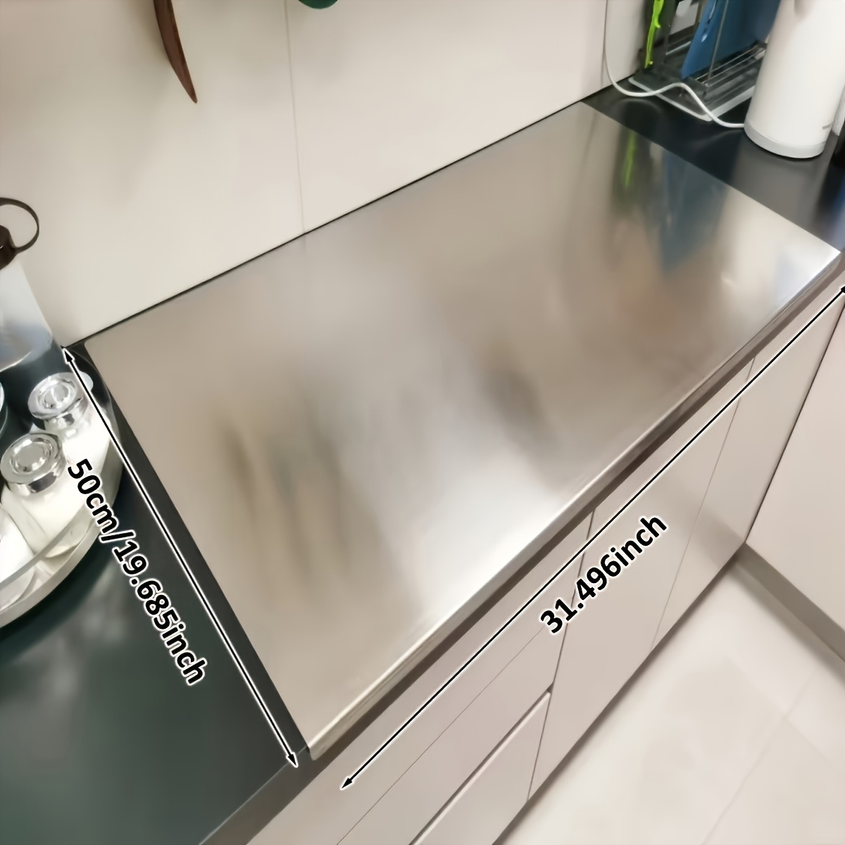 TEMU Extra-large 304 Stainless Steel Chopping Board - Double-sided Metal Board, Dishwasher Safe, Commercial Kitchen Chopping Board, Extra-large