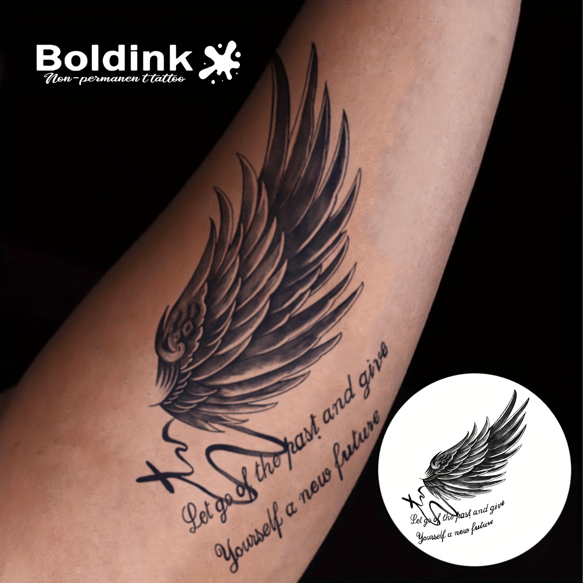Non-permanent Tattoo Technology Wings Half-wing Inspirational And Realistic Entry-level True Waterproof Easy-to-use Application Lasts 1-2 Weeks Fun