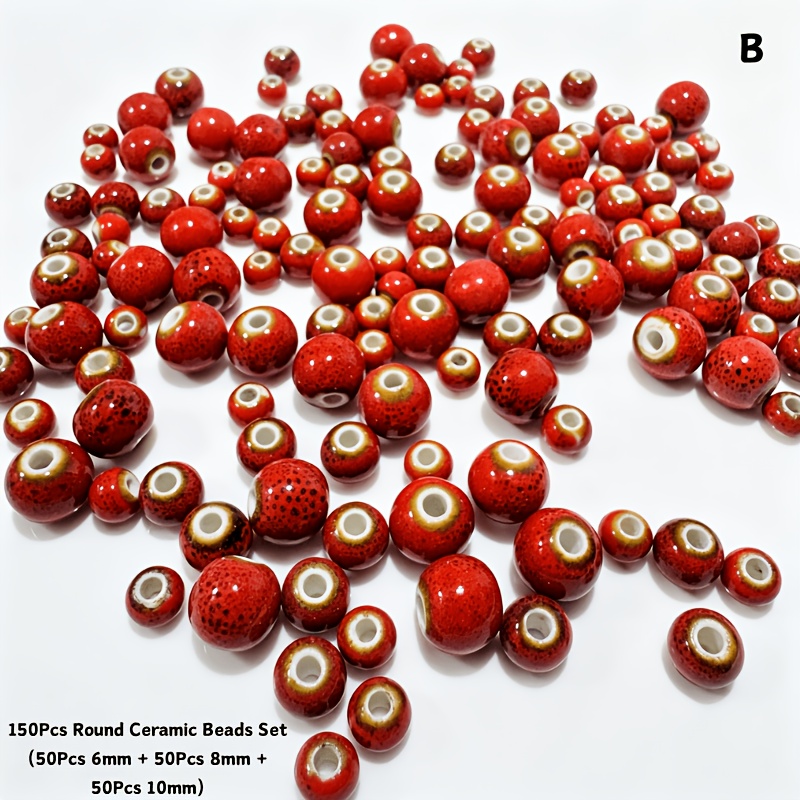 Mixed Size Colorful Glazed Round Ceramic Beads for Jewelry Making