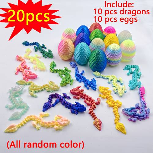 20pcs 3d printed eggshell and ore dragon random colors suitable for gifting parties gardens kitchens offices fairy tale worlds aquariums furniture decor car decor holiday ornaments small figurine decorations